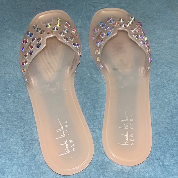 Nicole Miller brand new jelly slides with multicolor stones on them, size 7 - Picture 6 of 8
